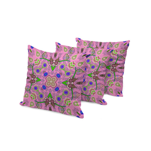 Set of Three Pink Blue And Green Paisley Indoor Outdoor Throw Pillow