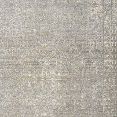 4' X 6' Gray And Beige Floral Non Skid Area Rug With Fringe