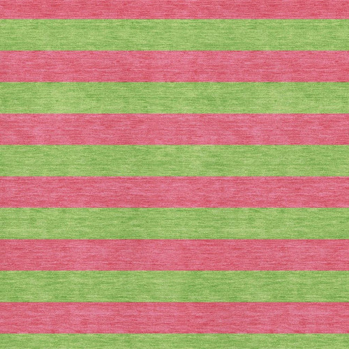 8' X 10' Blush And Green Striped Washable Area Rug With UV Protection