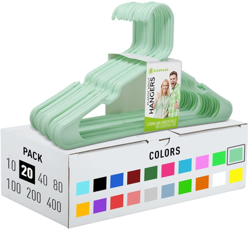 Hangers for Adult Size Color Mint Pack 20 PCS Clothing Plastic Ideal for Everyday Standard Use Clothes Shirts Blouses TShirts Dresses Jackets Suits