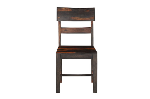 Seven Piece Brown and Black Solid Wood Dining Set with Six Chairs and One Bench