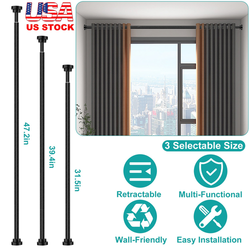 Shower Curtain Rod Adjustable Tension Curtain