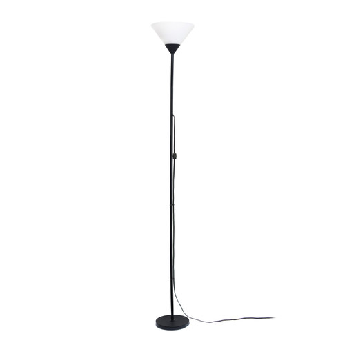70" Black Metal Floor Lamp With White Cone Shade