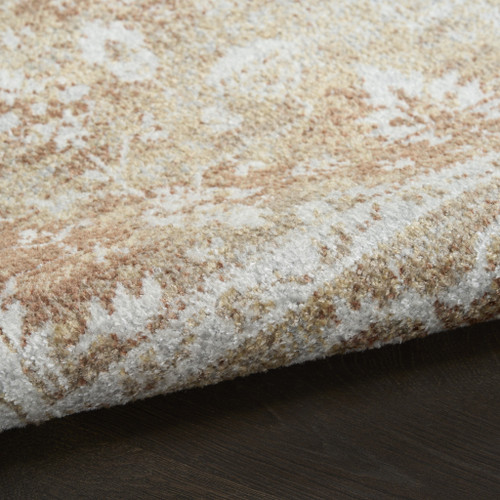 9' X 12' Rust And Ivory Floral Distressed Area Rug
