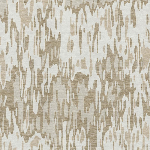 10' X 14' Ivory Beige And Taupe Striped Washable Area Rug With UV Protection