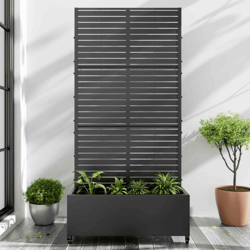 35" Black Metal Indoor Outdoor Rectangular Planter Box