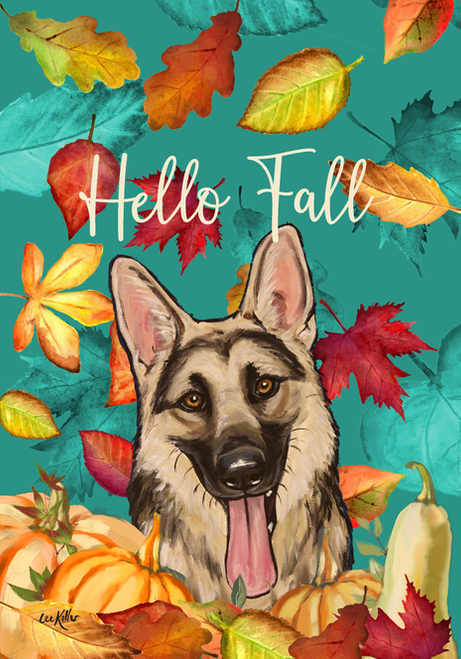 German Shepherd - Hippie Hound Studios Fall Garden Flag