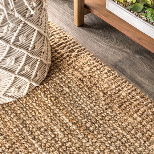 12' X 15' Natural Jute Handmade Area Rug With Fringe