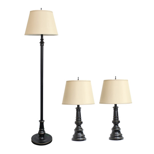 60" Bronze Metal Floor Lamp With Tan Fabric Empire Shade