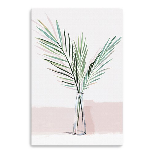 Homeroots Home Decor 36" Pretty Green Foliage Pink Canvas Wall Art, Pink and Green