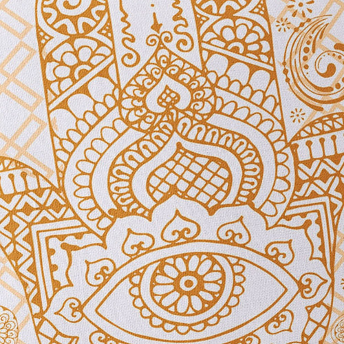Set of Two Gold And White Hamsa Indoor Outdoor Throw Pillow