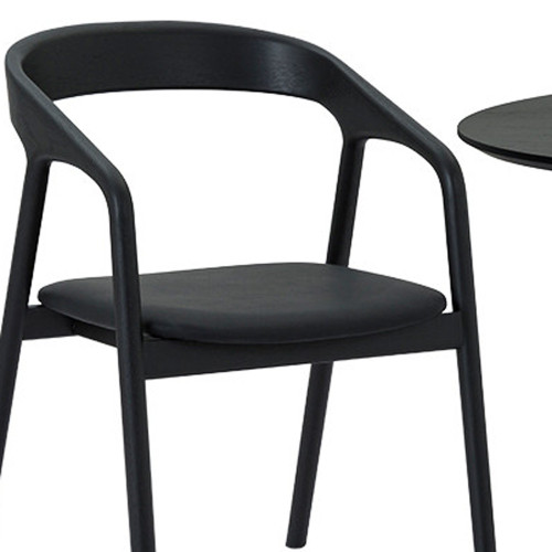 Five Piece Black Oval Wood Dining Set with Four Chairs