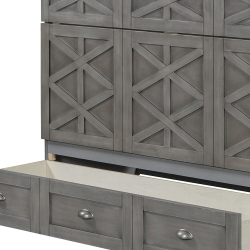 Gray Wood Full Murphy Bed