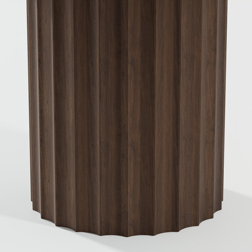 46" Brown Wood Pedestal Base Round Top Dining Table