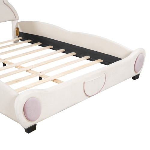 Pink Tufted Upholstered Queen Bed Frame