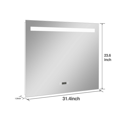 31" Clear Lighted Unframed Bathroom Vanity Mirror