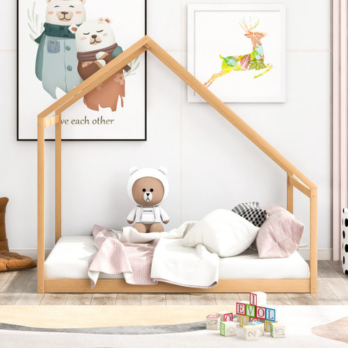 Natural Wood Full Bed Frame