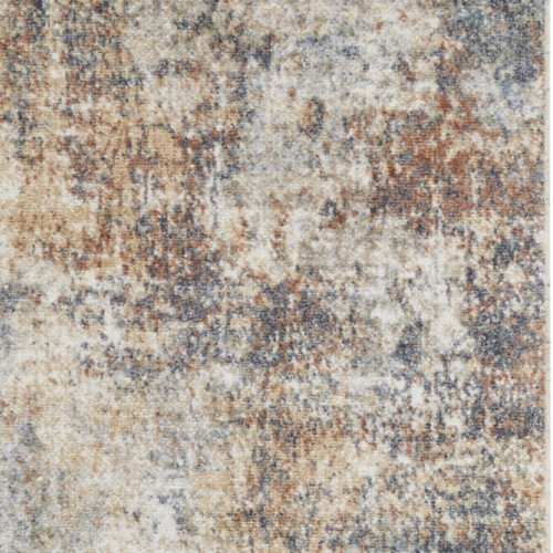 6' Tan Ivory And Black Abstract Runner Rug