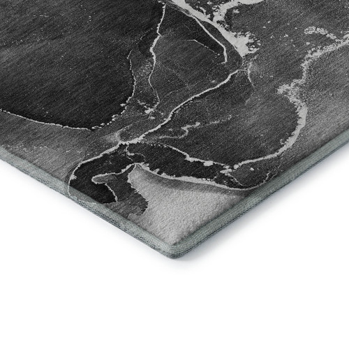 5' X 8' Gray And Ivory Abstract Washable Area Rug With UV Protection