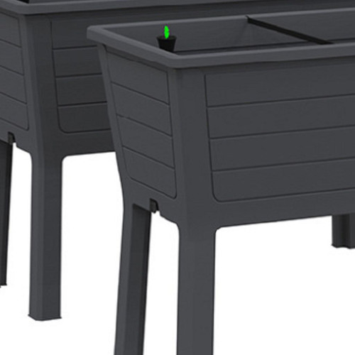 Set of Two Black Resin Rectangular Raised Garden Bed