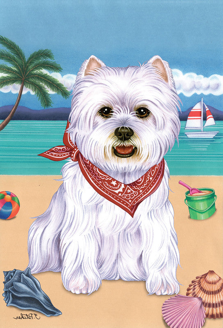 Westie- Tomoyo Pitcher Summer Beach Garden Flag