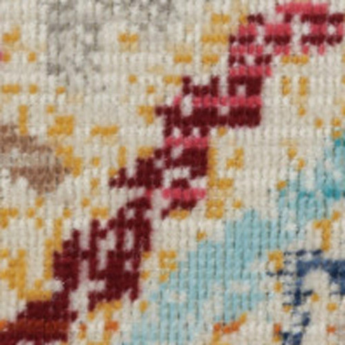 6' Ivory Pink And Orange Floral Distressed Runner Rug