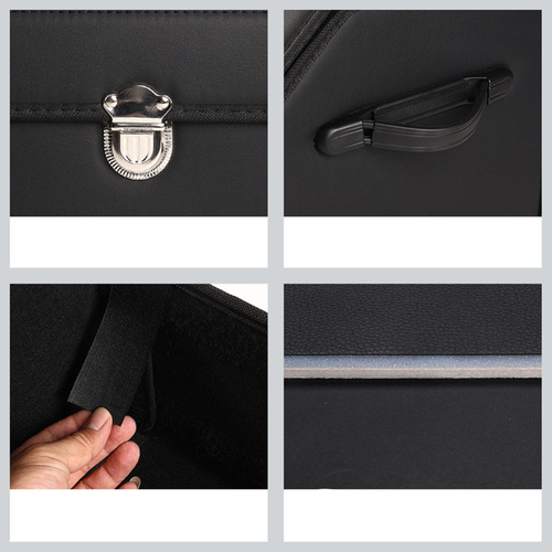 Leather Car Boot Collapsible Foldable Trunk Cargo Organizer Portable Storage Box With Lock