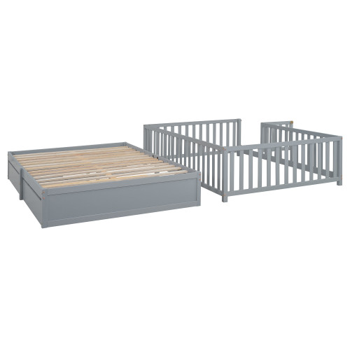 Gray Wood Full Day Bed With Drawers