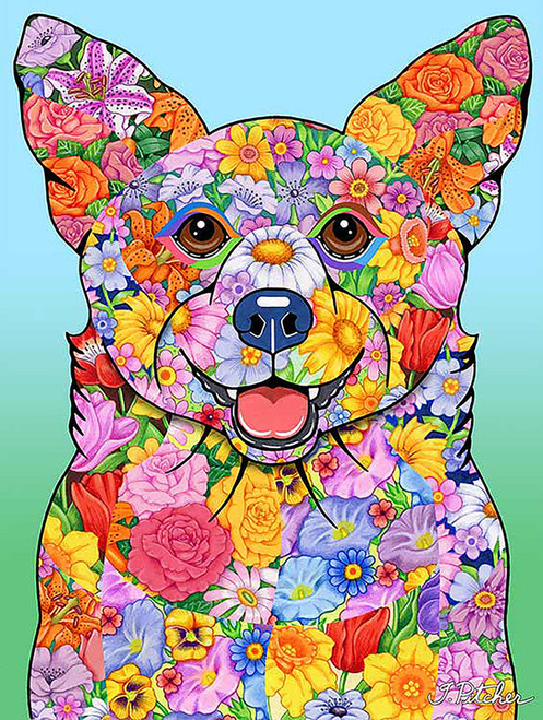 Corgi Pembroke Welsh  - Tomoyo Pitcher Flowers Garden Flag