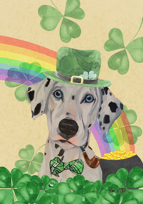 Dalmatian - Hippie Hound Studios Saint Patricks Day  House and Garden Flags