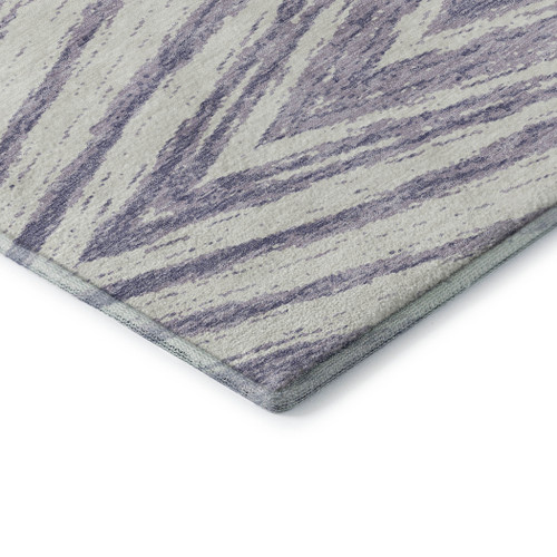9' X 12' Lavender And Ivory Abstract Washable Area Rug With UV Protection