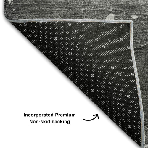 9' X 12' Gray And Ivory Abstract Washable Area Rug With UV Protection