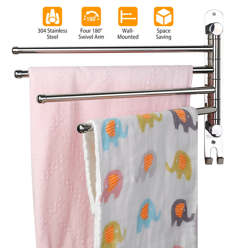 4-Arm Wall-Mounted Swivel Towel Rack 