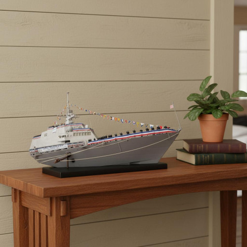 10" Unfinished Wood Hand Painted Model Boat