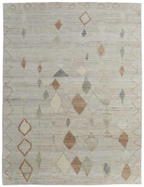 8' X 12' Tan Brown and Gray Wool Moroccan Hand Knotted Area Rug