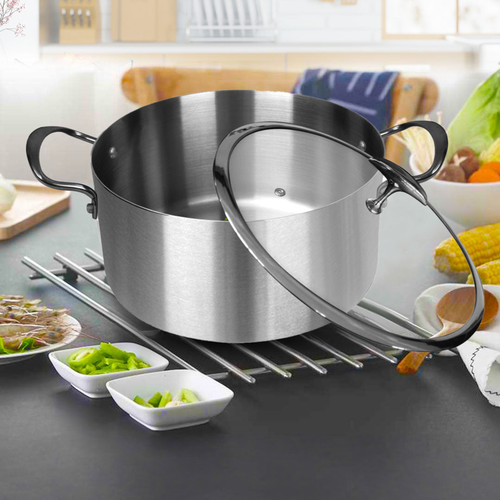 Dual Burners Cooktop Stove L Stainless Steel Stockpot and  Induction Casserole