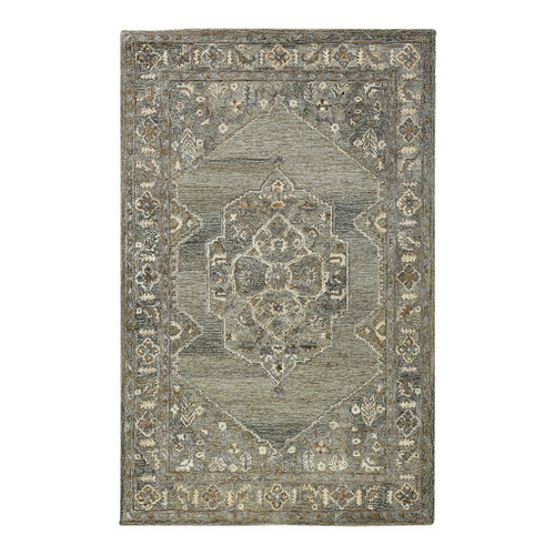 9' X 13' Ivory Brown And Gray Wool Oriental Hand Tufted Area Rug