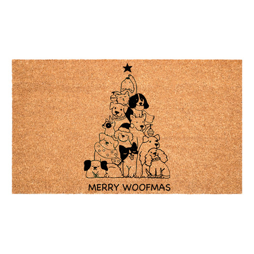 17" X 29" Brown And Black Christmas Outdoor Coir Door Mat