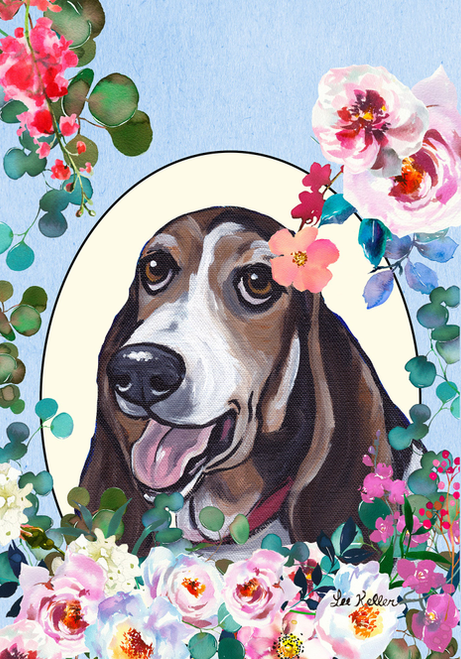 Basset Hound - Hippie Hound Studios Spring  House and Garden Flags