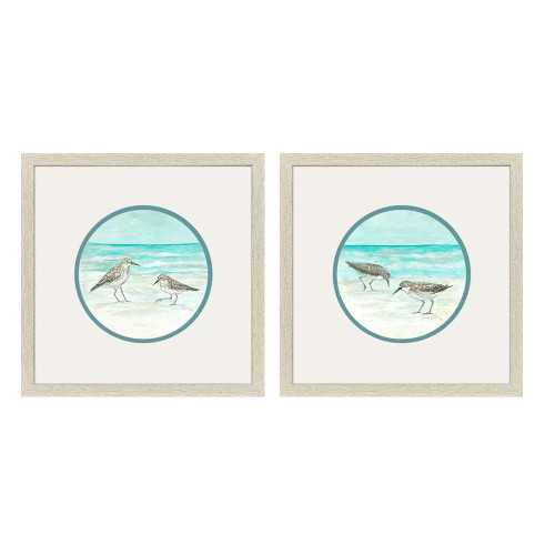 Set Of Two Shoreline Duo Distressed White Framed Wall Art