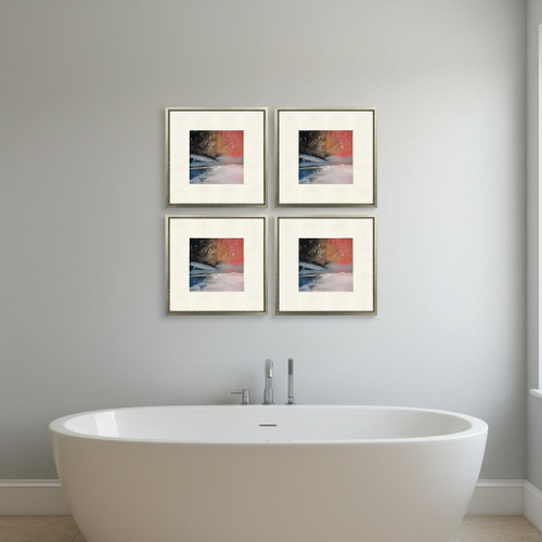 Set Of Four Composition in Copper Silver Framed Wall Art