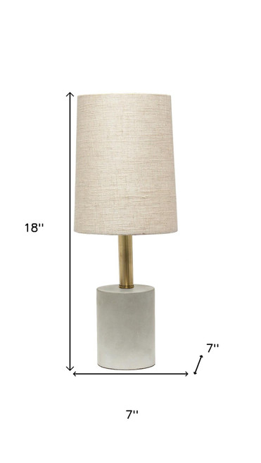 18" Gray Table Lamp With Drum Shade