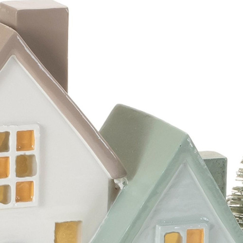 5" Gray Green And White Resin House Tabletop Sculpture with LED
