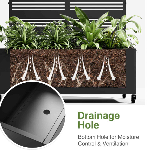 35" Black Metal Indoor Outdoor Rectangular Planter Box