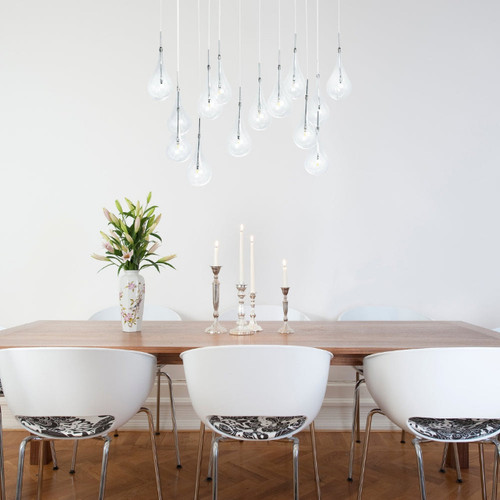 Silver And Clear Bulb Multi Light Transparent Metal Dimmable Chandelier With Clear Shades