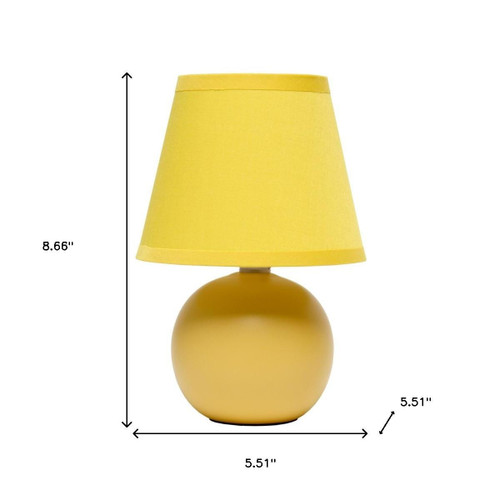 9" Yellow Ceramic Round Table Lamp With Yellow Drum Shade