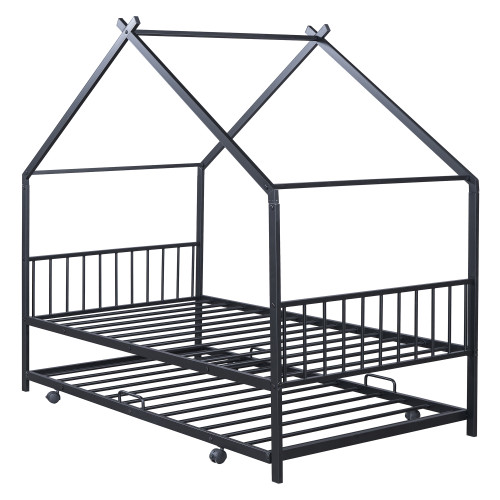 Black Metal Twin Bed Frame With Trundle