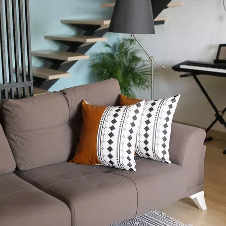 Bohemian Vegan Faux Leather Throw Pillow Set