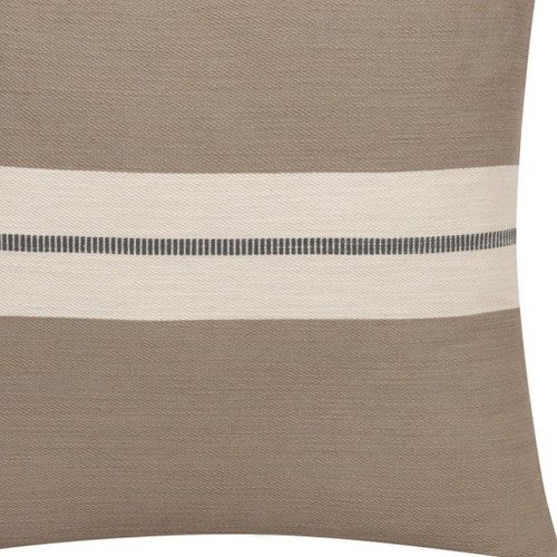 24" Brown And Gray Striped Cotton Throw Pillow