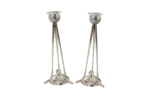 Golf Ball Candlestick English Silver Plate 10"